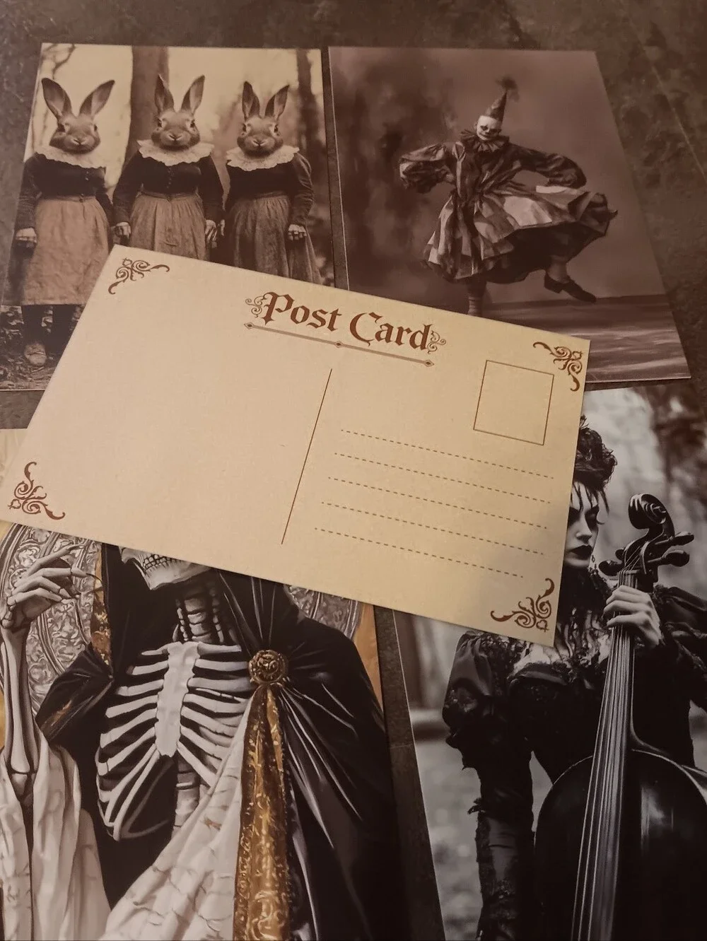 Dark Gothic Postcard Set Of 5, Academia Art Print Correspondence Notes 4x6